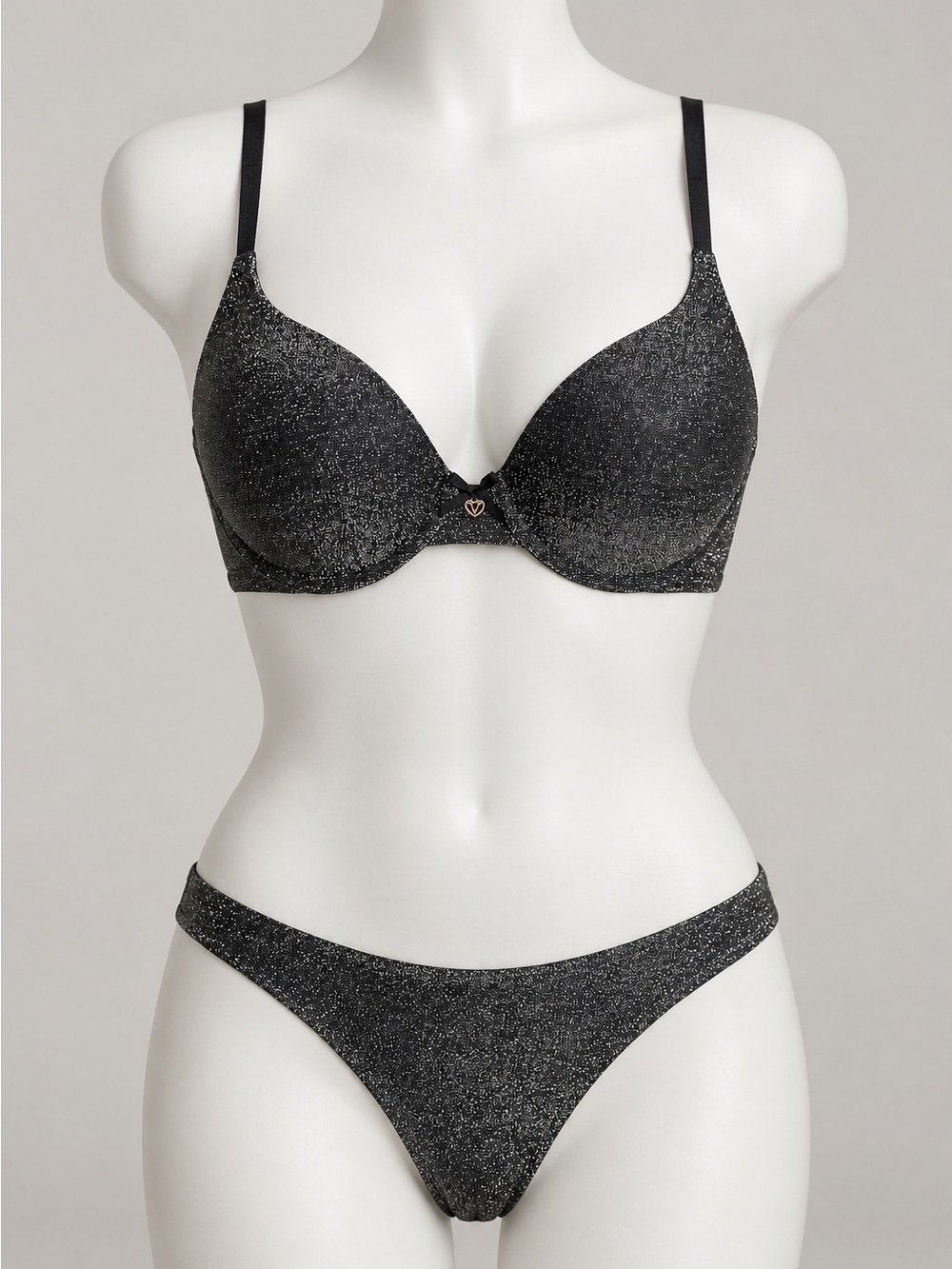 Victoria's Secret Glitter Black Push-Up Underwire Bra